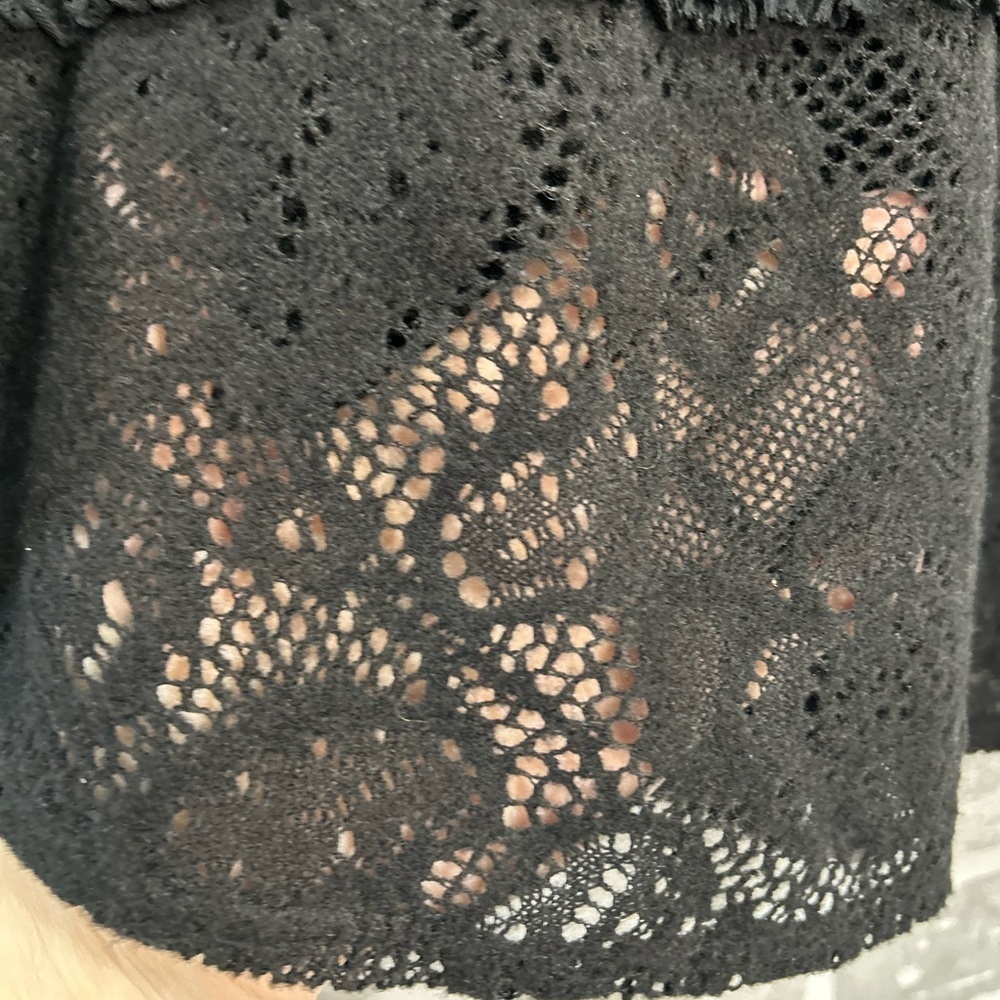 Free People Not Cold In This Knit Lace Top Black Boho Size Small - Picture 4 of 12